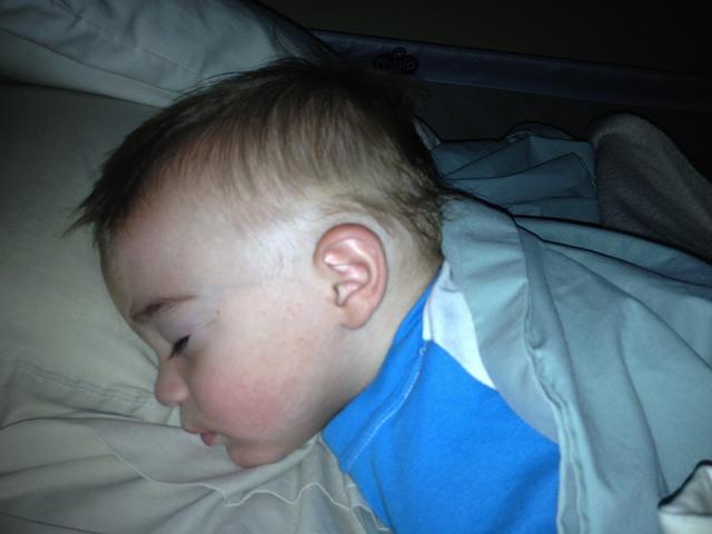 Fast asleep in daddy's bed 07-13-2012