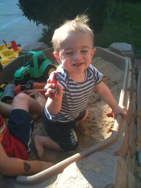Mini-mini me's first time in the sandbox 05-20-2012.