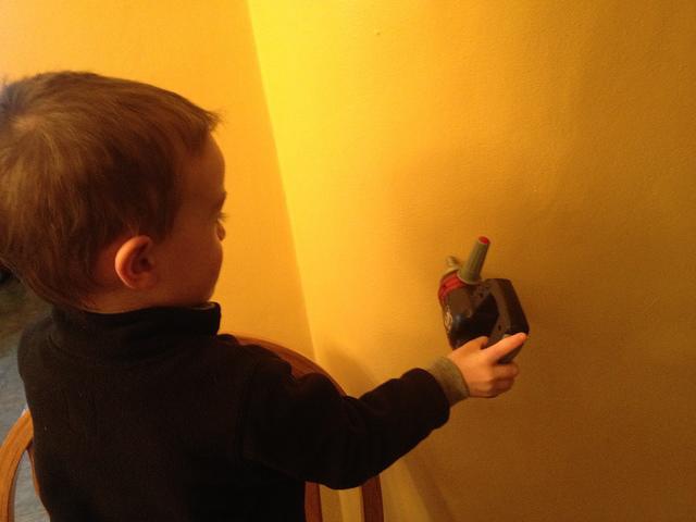 Helping Daddy Drill New Holes for the Smoke Detector