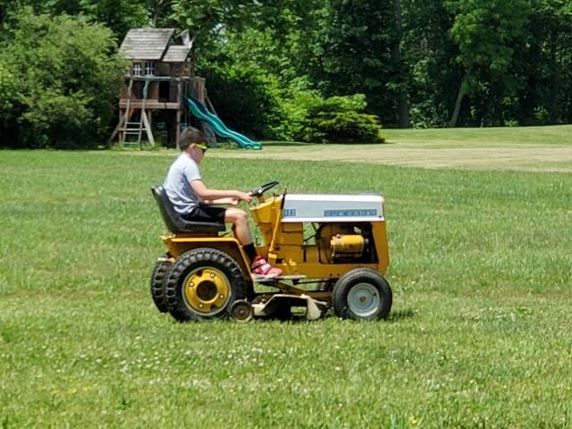 Lorenzo mowing on the 122