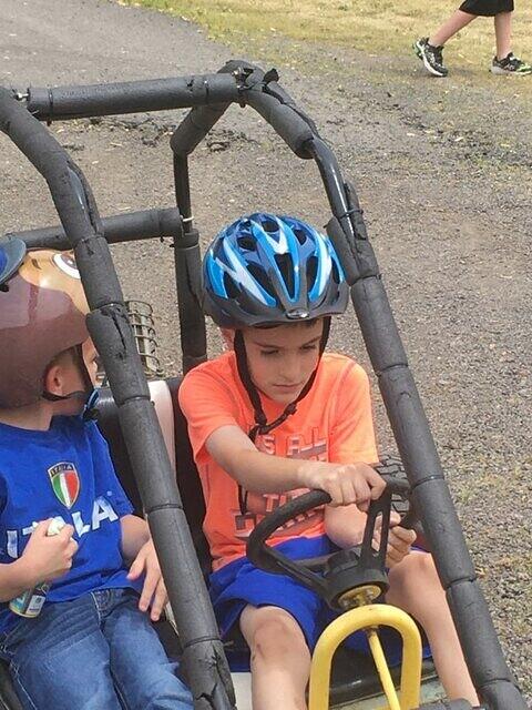 Luciano and Nick in Little George's Go-Kart