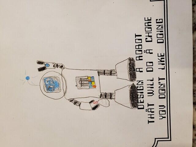 Closeup of the Robot designed to take out the trash by Luciano 2/7/2022