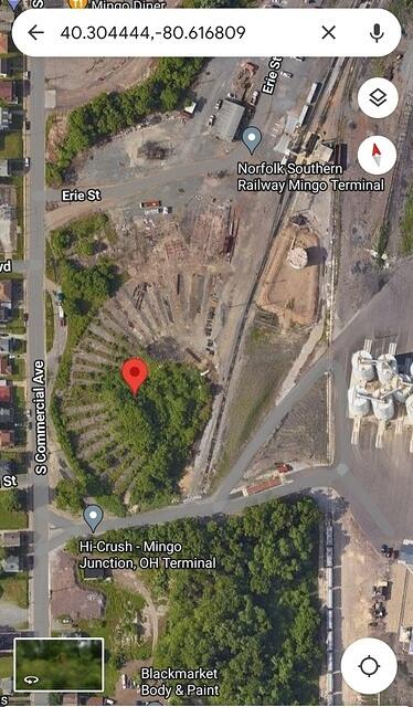 Ohio and Pennsylvania Railroad Roundhouse location in Mingo