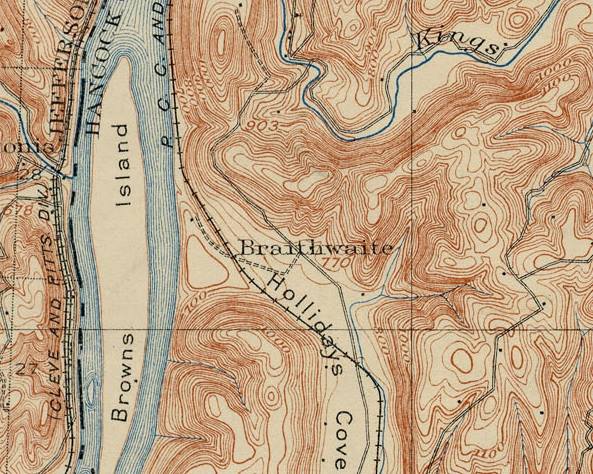 1904 MapOfHollidaysCoveShowingLocationOfTheBraithwaiteTrainStation