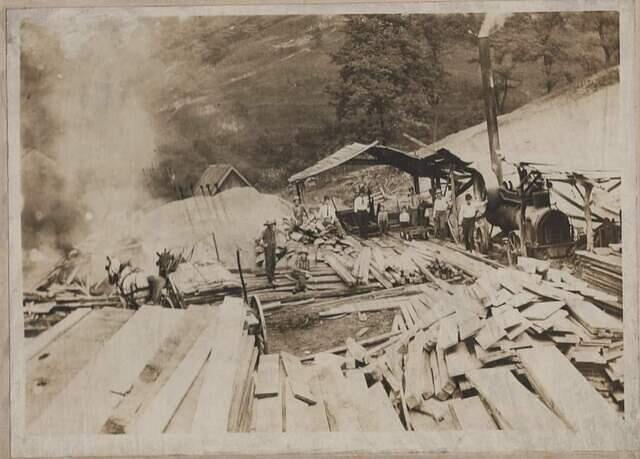 Lumber at the Wright Saw Mill, Holliday's Cove 1913