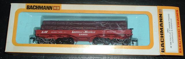 Backman48Foot200TonFlat4TandemTrucksLouisville amp NashvilleLogCar 0962