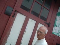 Papa Sanding the Shed Door 10-17-2011