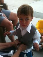 Lorenzo Trying On Vest Nana JoAnn Made for Uncle Dom's Wedding 08/31/2011
