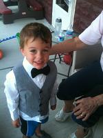 Lorenzo Trying On Vest and Tie Nana JoAnn Made for Uncle Dom's Wedding 08/31/2011